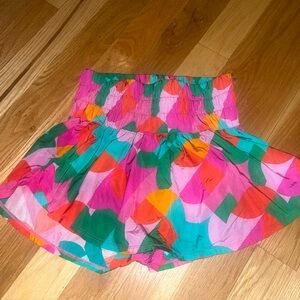 Colorful Abstract Print Women’s Skirt - Pink & Teal